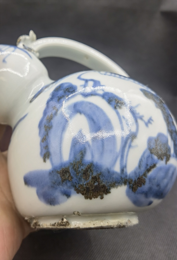 古玩陶瓷清早提梁葫蘆青花壺拍賣,當前價格6800元