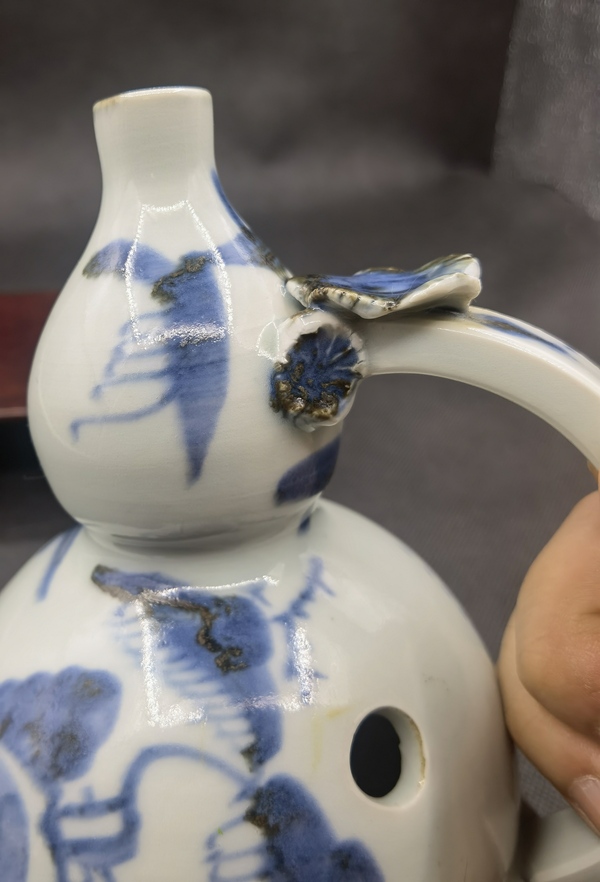 古玩陶瓷清早提梁葫蘆青花壺拍賣,當前價格6800元