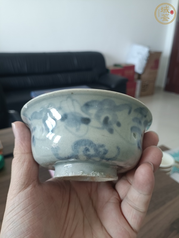 古玩陶瓷青花花卉紋墩式碗真品鑒賞圖