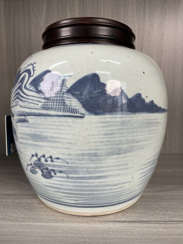 古玩陶瓷清乾隆 精品青花山水人物紋罐拍賣,當前價格2900元
