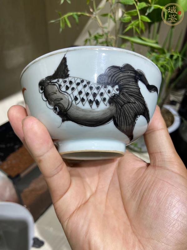 古玩陶瓷粉彩金玉滿堂紋茶碗真品鑒賞圖