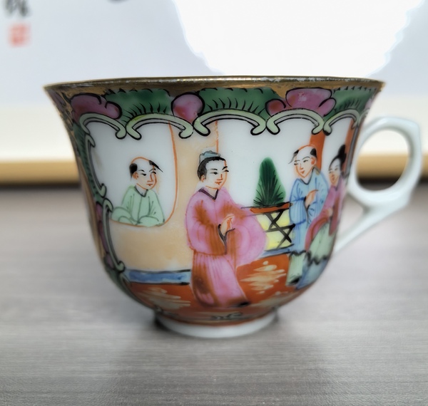 古玩陶瓷清晚期 精品廣彩人物故事紋茶杯拍賣(mài)，當(dāng)前價(jià)格430元