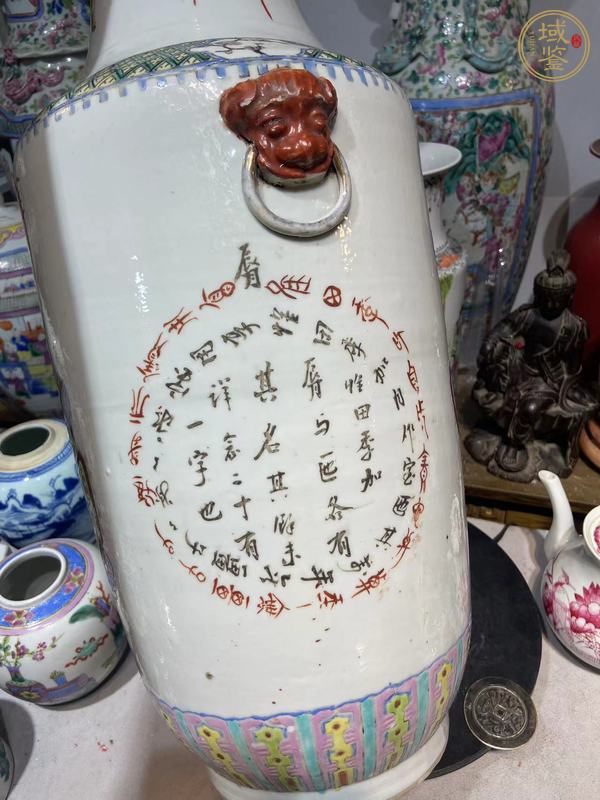 古玩陶瓷粉彩博古大瓶真品鑒賞圖