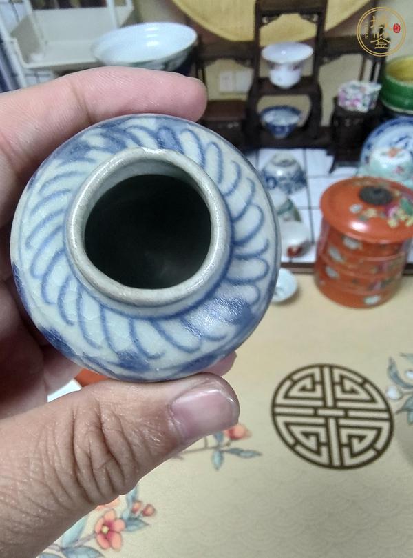 古玩陶瓷晚明青花水盂真品鑒賞圖