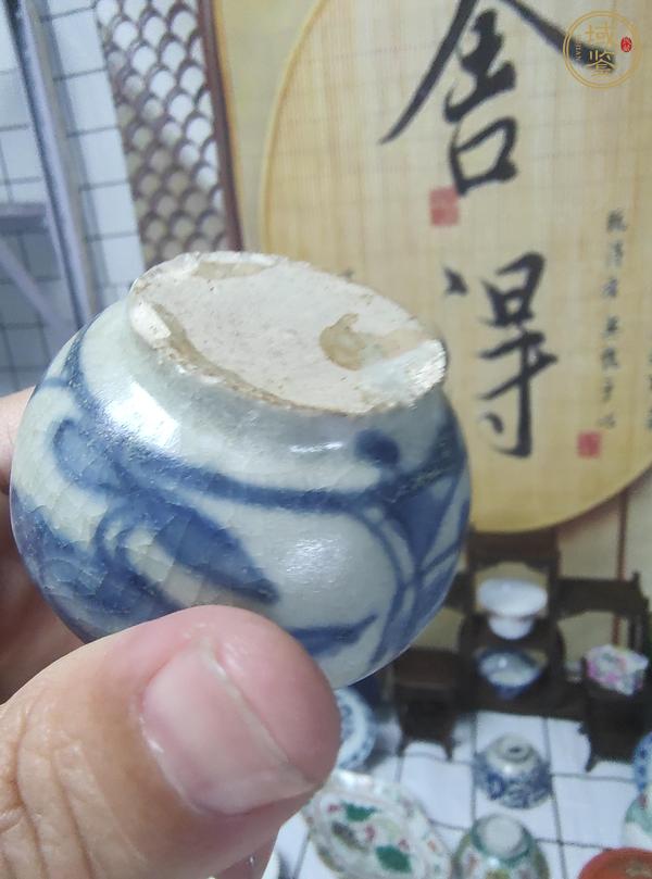 古玩陶瓷晚明青花水盂真品鑒賞圖