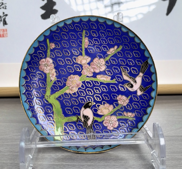 古玩陶瓷銅胎掐絲琺瑯彩 花鳥(niǎo)紋盤(pán)(喜上眉梢)拍賣,當(dāng)前價(jià)格180元