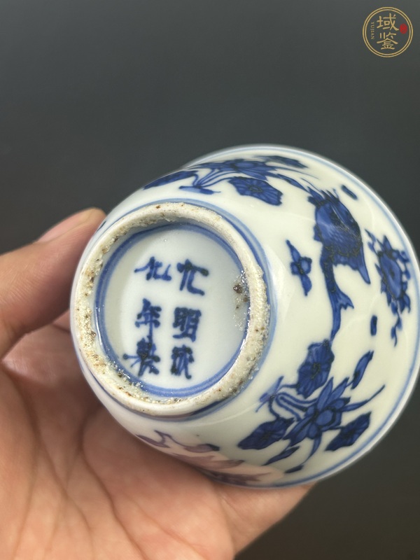 古玩陶瓷魚藻紋青花杯真品鑒賞圖