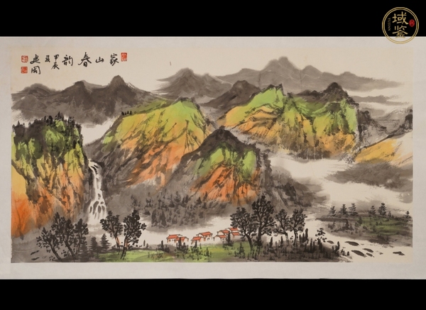 古玩字畫建國(guó)款山水橫幅真品鑒賞圖