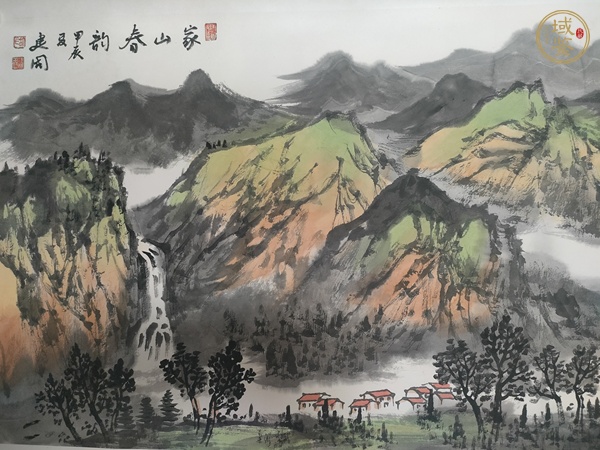 古玩字畫建國(guó)款山水橫幅真品鑒賞圖