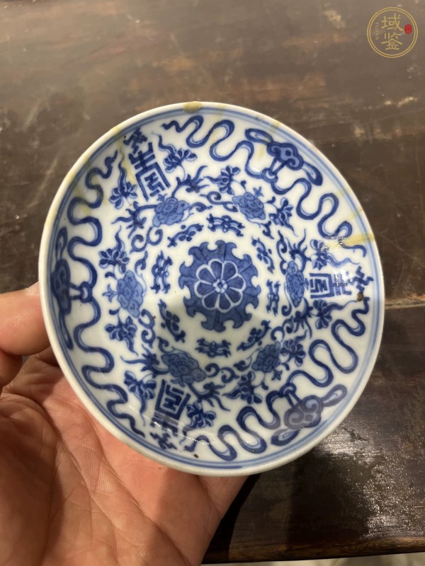 古玩陶瓷青花花卉紋壽字盤真品鑒賞圖