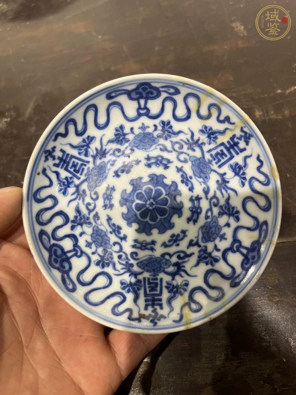 古玩陶瓷青花花卉紋壽字盤真品鑒賞圖