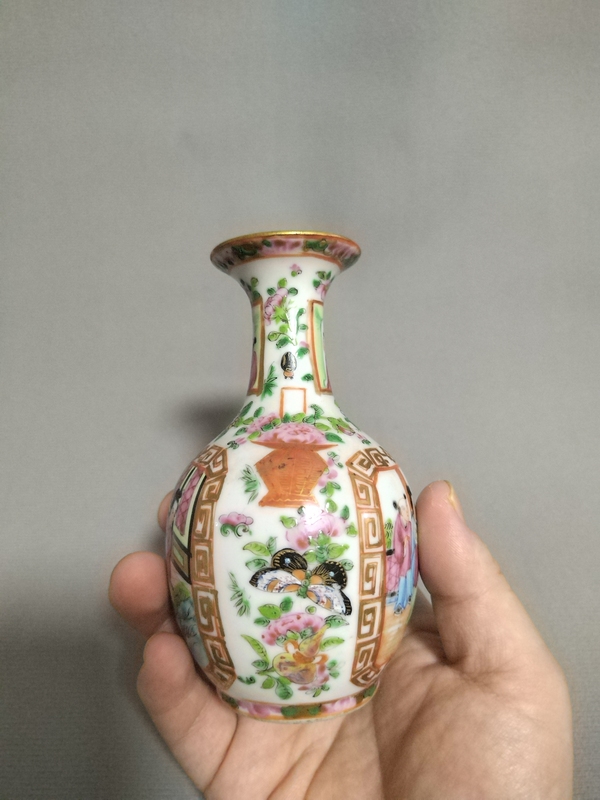 古玩陶瓷清中晚廣彩玉壺春瓶拍賣，當前價格2800元