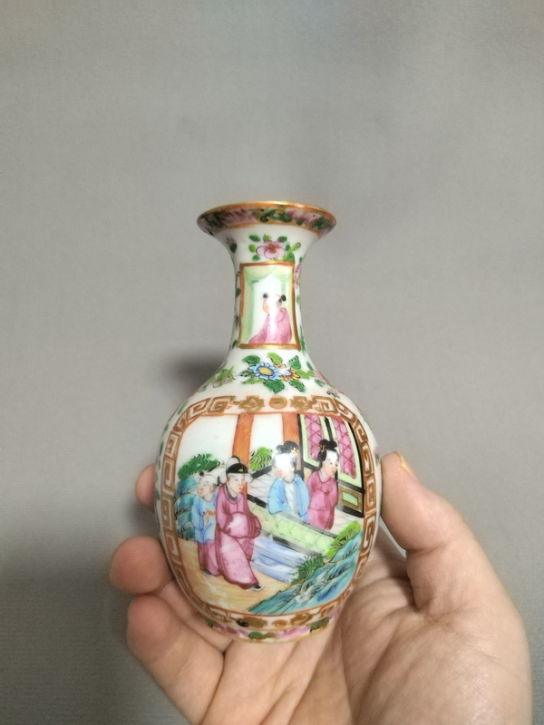 古玩陶瓷清中晚廣彩玉壺春瓶拍賣,當前價格2800元
