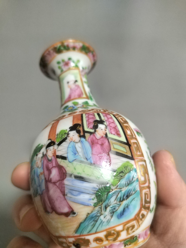 古玩陶瓷清中晚廣彩玉壺春瓶拍賣，當前價格2800元