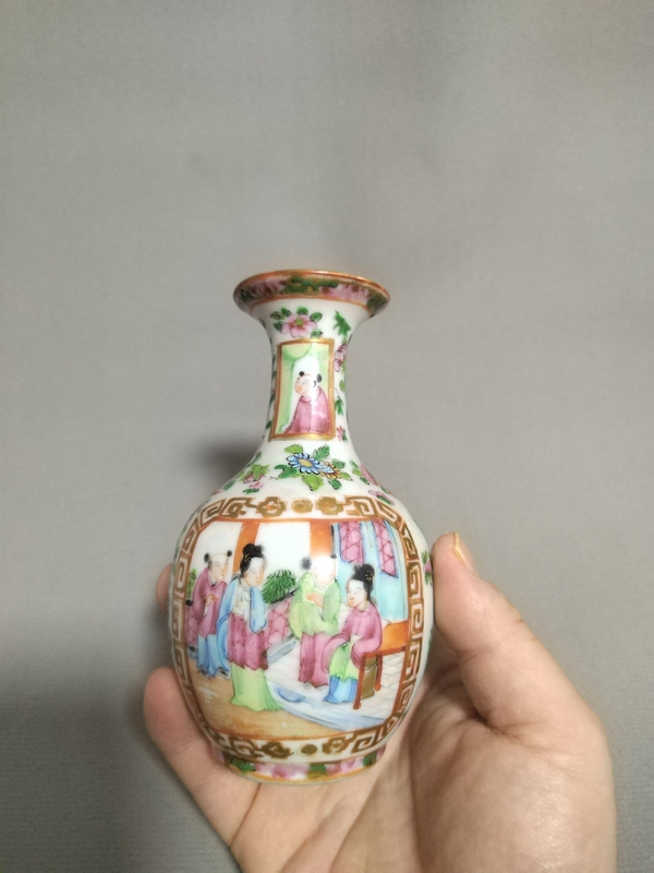 古玩陶瓷清中晚廣彩玉壺春瓶拍賣，當前價格2800元