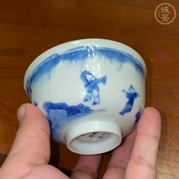 古玩陶瓷青花仕女嬰戲圖茶碗，疑似復(fù)窯真品鑒賞圖