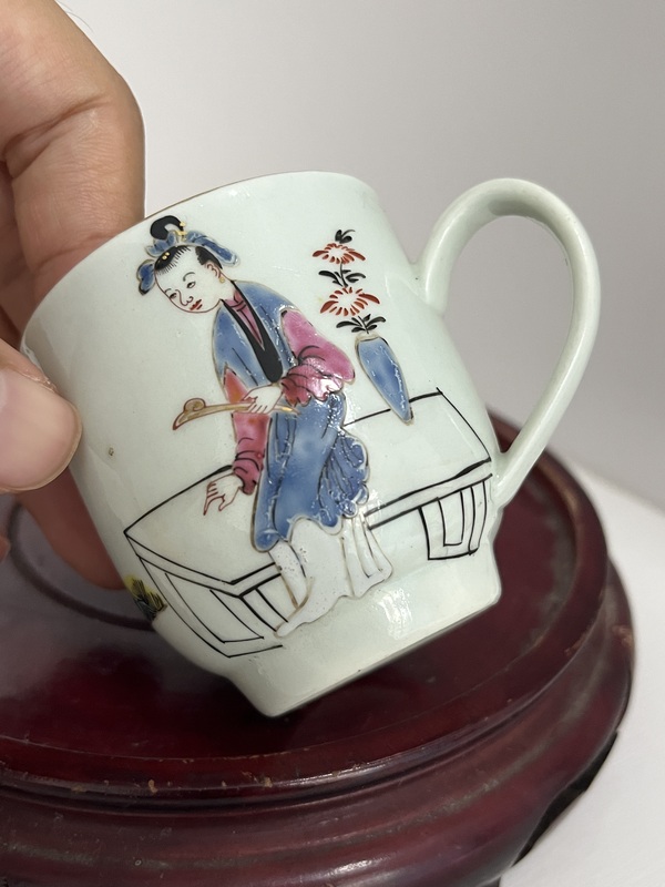 古玩陶瓷乾隆粉彩教子折桂圖馬克杯拍賣,當前價格1288元