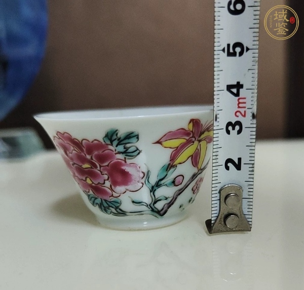 古玩陶瓷粉彩花卉紋馬蹄杯真品鑒賞圖