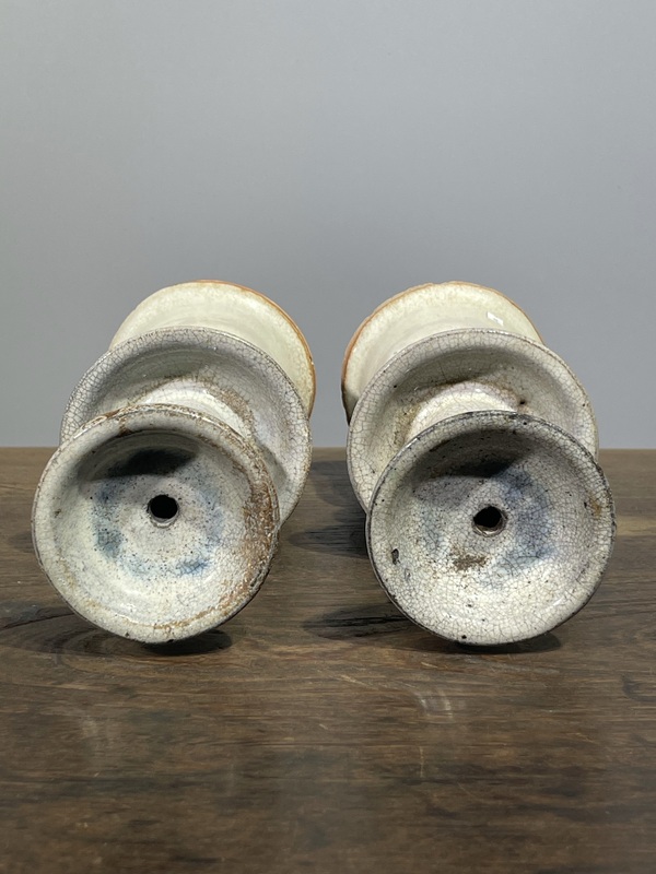 古玩陶瓷精品哥釉窯變燭臺一對拍賣,當前價格3888元