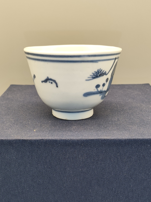 古玩陶瓷清代,青花三星高照圖仰鐘杯拍賣,當(dāng)前價格380元