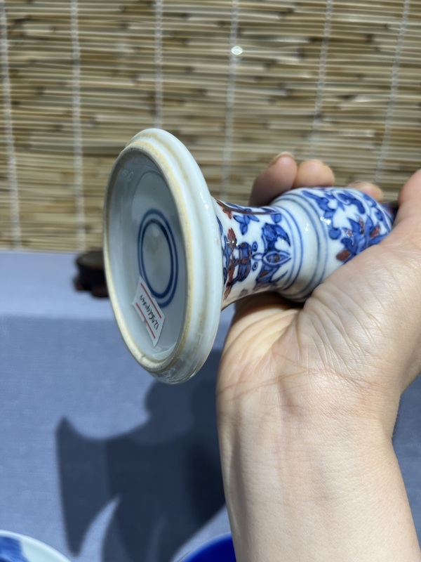 古玩陶瓷青花釉里紅花卉紋花觚拍賣,當前價格5500元