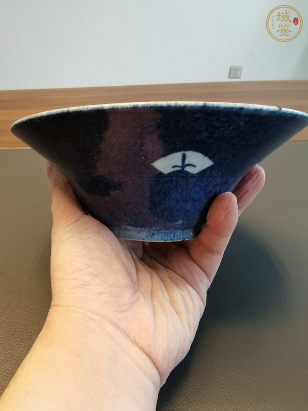 古玩陶瓷藍(lán)釉折腰碗  真品鑒賞圖