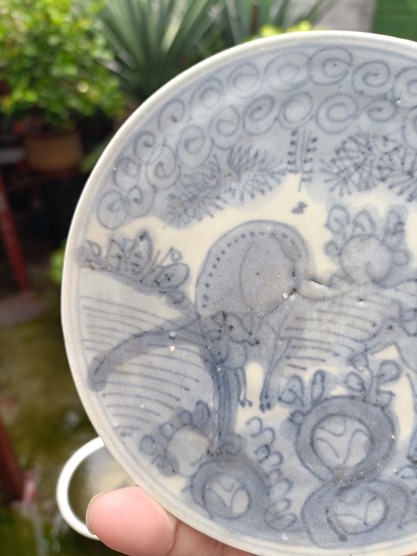 古玩陶瓷明嘉萬青花雙鹿圖賞盤拍賣,當前價格598元