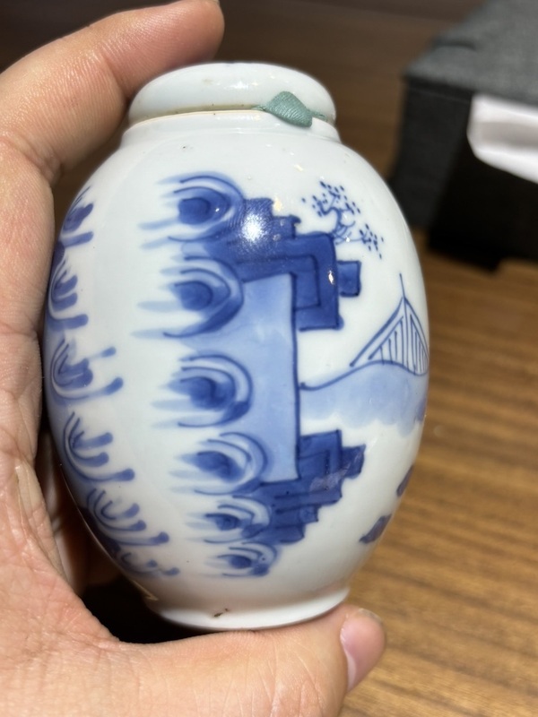 古玩陶瓷清康熙青花仕女對弈圖蓮子罐拍賣,當前價格18000元