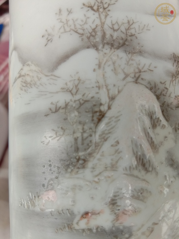 古玩陶瓷粉彩雪景人物馬克杯真品鑒賞圖