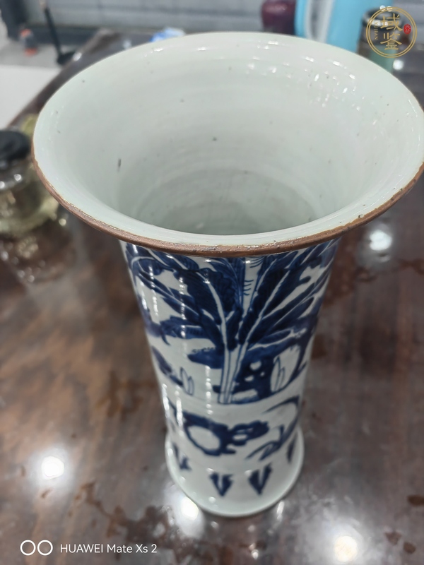 古玩陶瓷青花麒麟芭蕉紋花觚，注意品相真品鑒賞圖