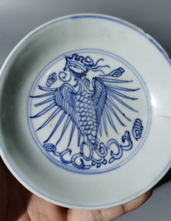 古玩陶瓷鳳紋盤拍賣,當前價格688元