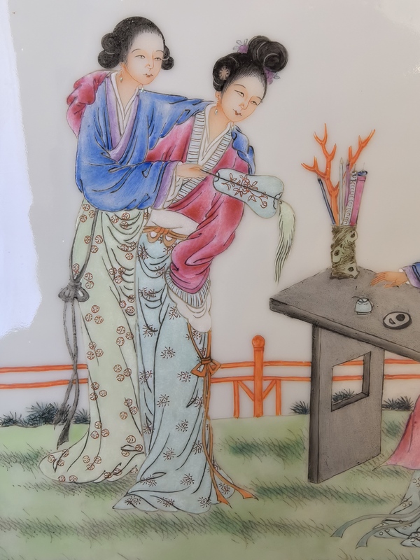 古玩陶瓷粉彩仕女人物圖瓷板拍賣，當(dāng)前價(jià)格28888元