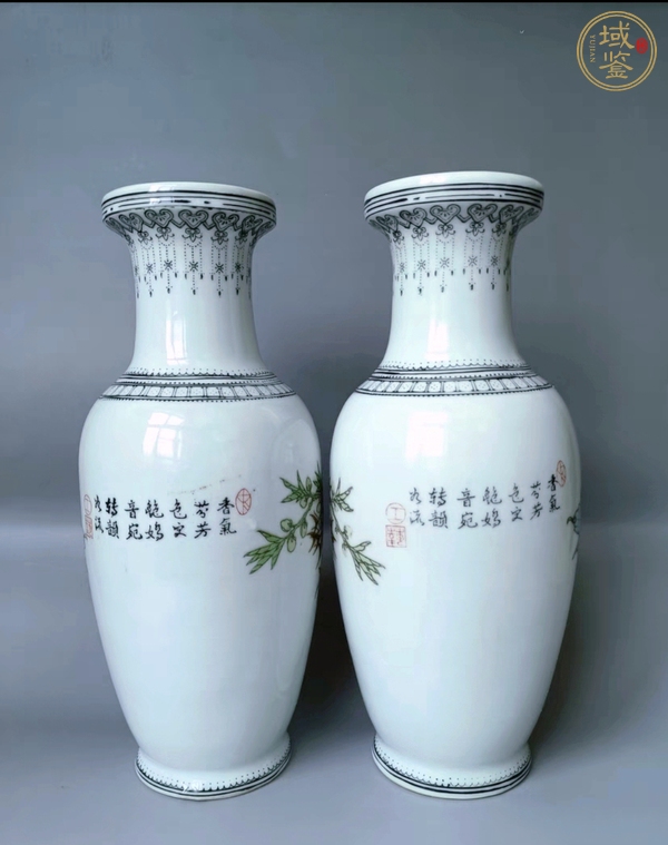 古玩陶瓷粉彩孔雀花卉紋瓶真品鑒賞圖