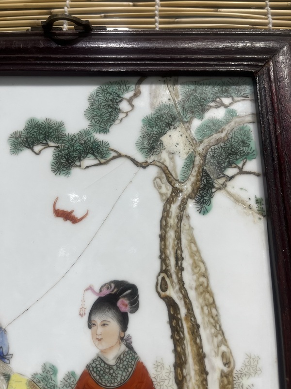 古玩陶瓷粉彩麻姑獻壽圖瓷板拍賣,當前價格3500元