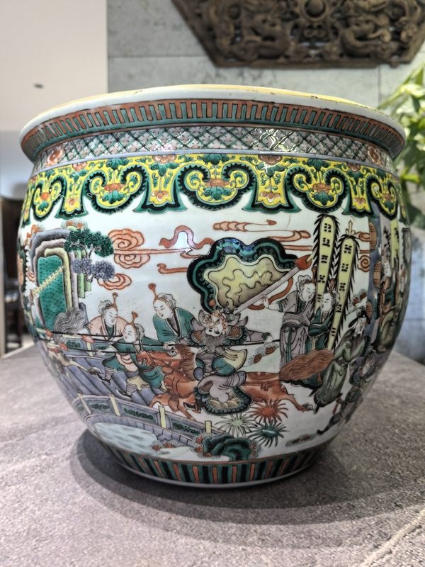 古玩陶瓷五彩人物故事紋畫缸拍賣,當前價格38888元