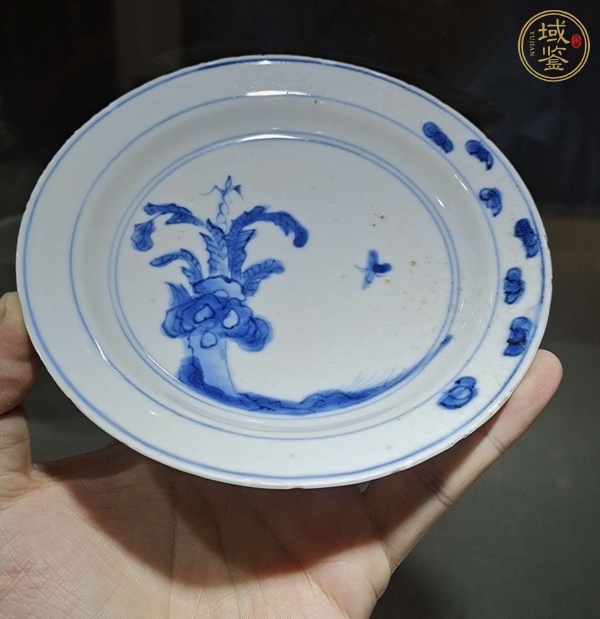 古玩陶瓷青花花蝶紋折沿盤真品鑒賞圖