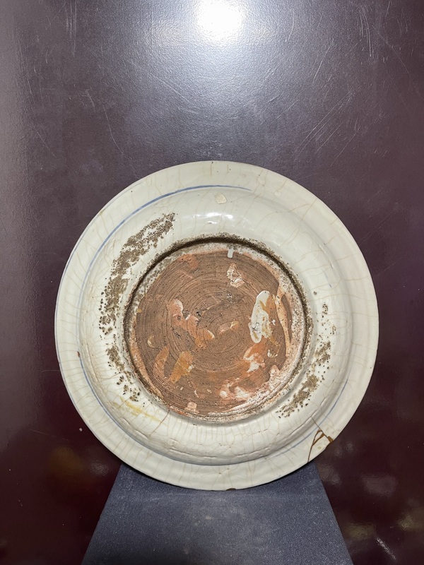 古玩陶瓷明青花鳳穿牡丹圖折沿盤拍賣，當前價格6200元