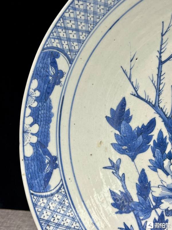 古玩陶瓷清晚·青花蝶戀花紋大盤拍賣,當前價格5800元
