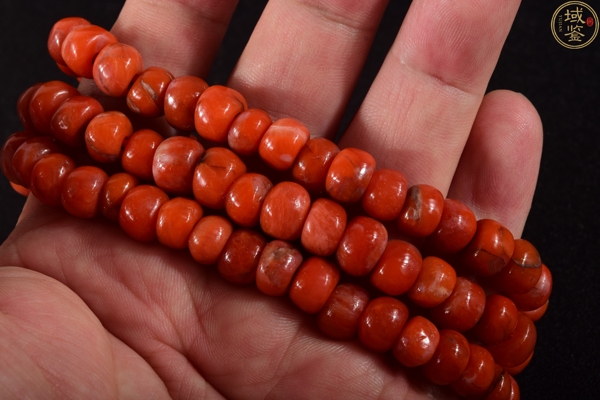 古玩玉器天然保山南紅柿子紅珠串拍賣(mài),當(dāng)前價(jià)格1800元