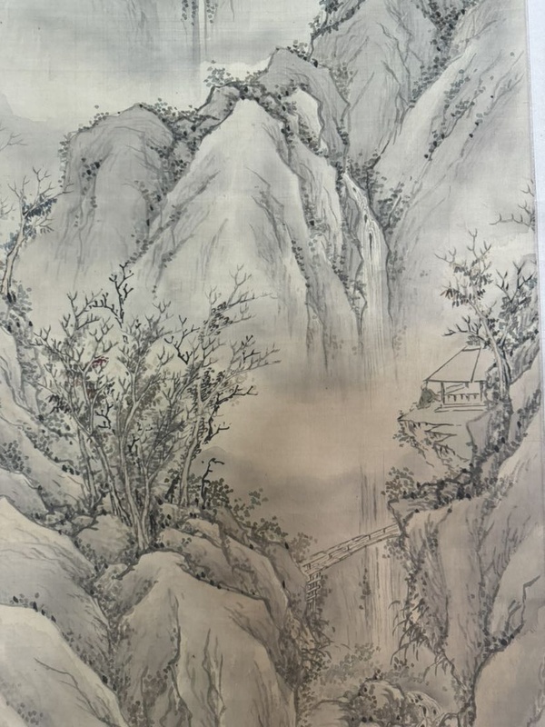 古玩字畫觀瀑圖拍賣,當前價格388元