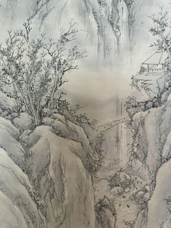 古玩字畫觀瀑圖拍賣,當前價格388元