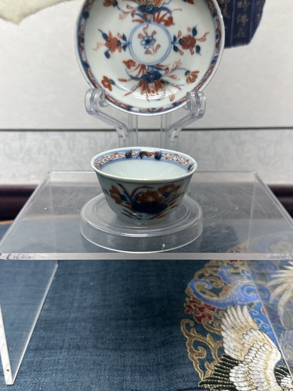 古玩陶瓷清康熙青花礬紅描金花卉杯盤拍賣,當前價格2360元