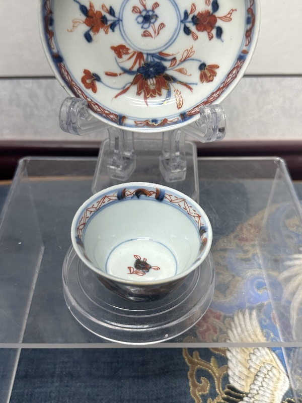 古玩陶瓷清康熙青花礬紅描金花卉杯盤拍賣,當前價格2360元