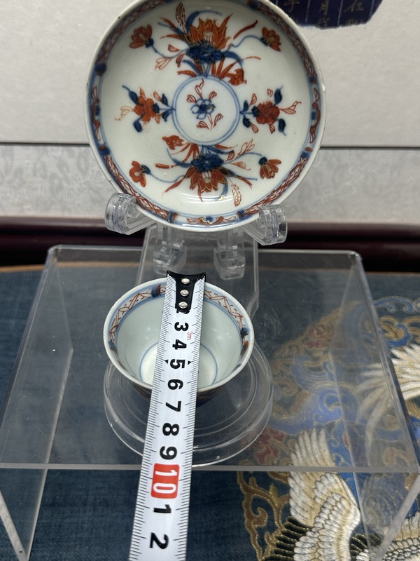 古玩陶瓷清康熙青花礬紅描金花卉杯盤拍賣,當前價格2360元