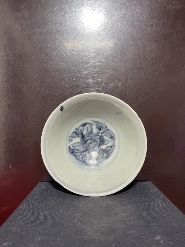 古玩陶瓷明青花纏枝花卉紋茶碗拍賣，當前價格8500元