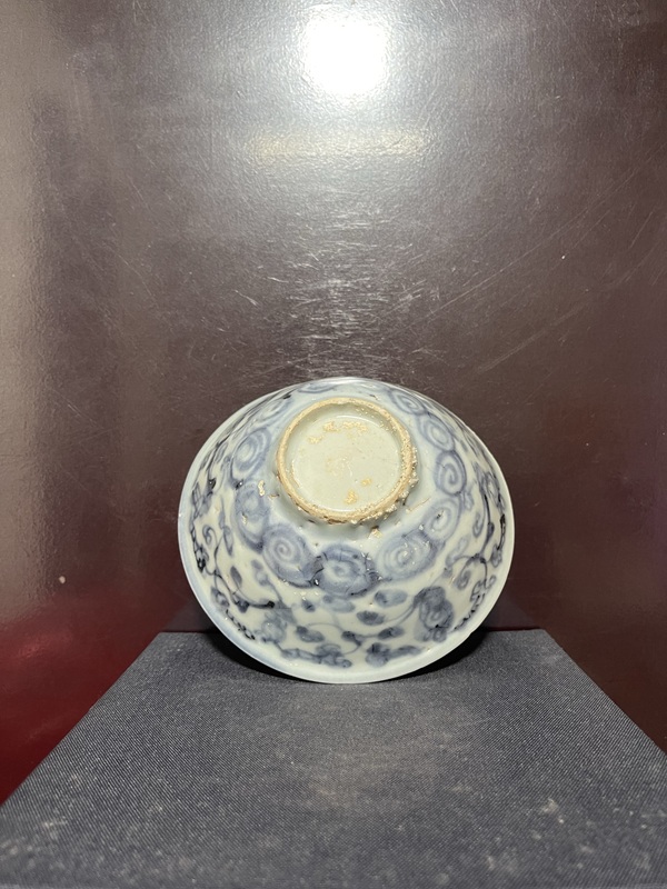 古玩陶瓷明青花纏枝花卉紋茶碗拍賣，當前價格8500元