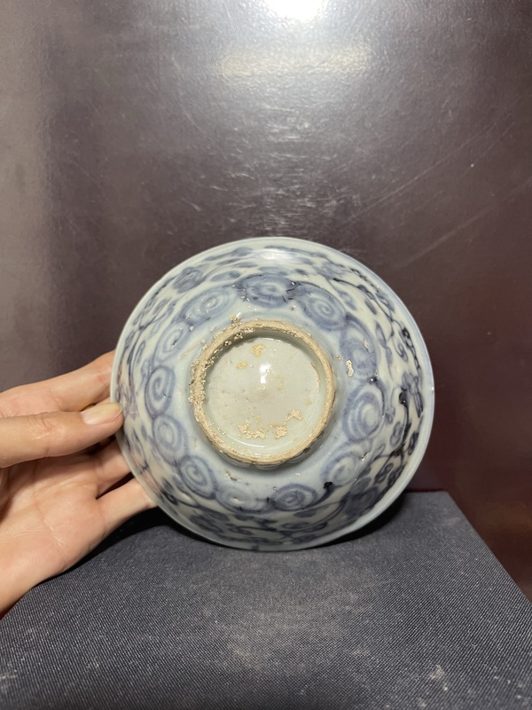 古玩陶瓷明青花纏枝花卉紋茶碗拍賣，當前價格8500元