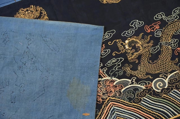 古玩雜項(xiàng)晚清朝服刺繡膝襕（2.88米）拍賣，當(dāng)前價(jià)格16888元