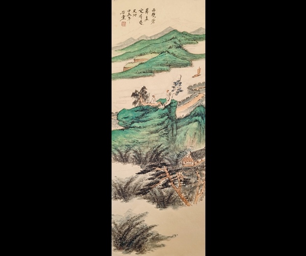 古玩字畫(huà)清華大學(xué)山水高研班太原美協(xié)理事張晉東青綠山水西樵蒼翠圖拍賣，當(dāng)前價(jià)格1800元