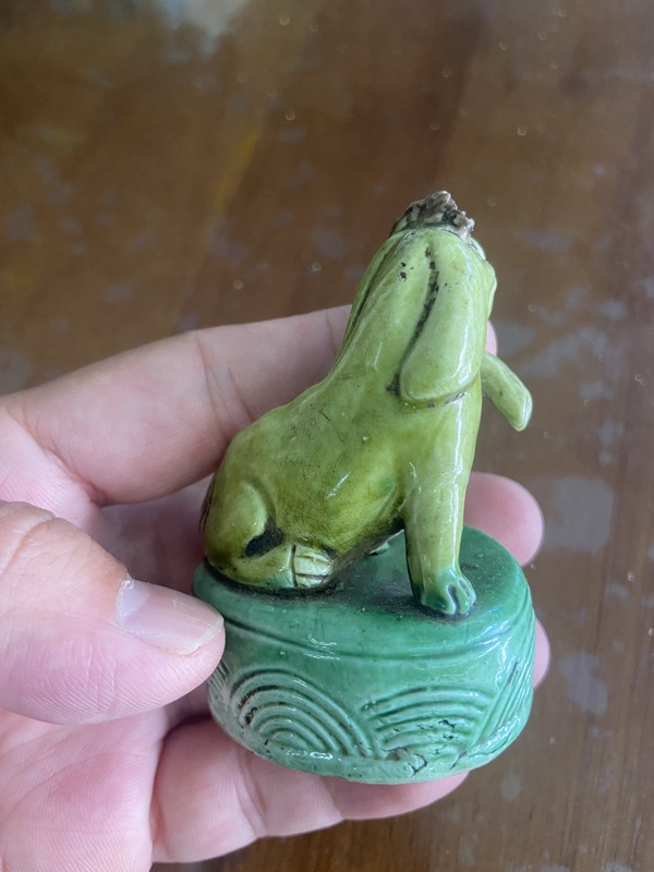 古玩陶瓷民國素三彩 小怪獸 海動物塑像 朱桂發造拍賣,當前價格1200元